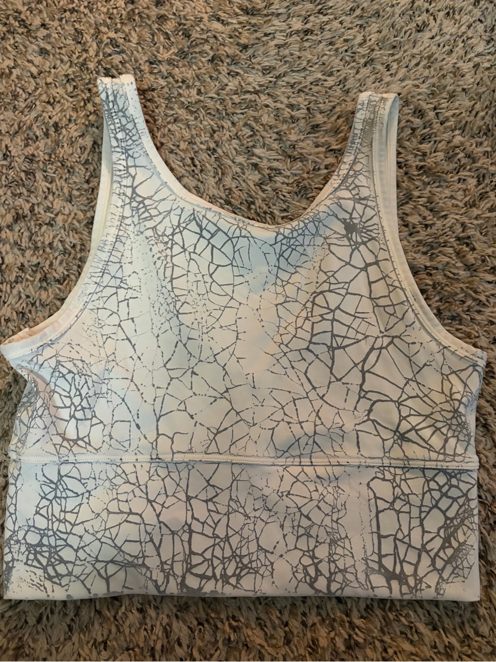 Lululemon White and Light Gray Cracked-Print top